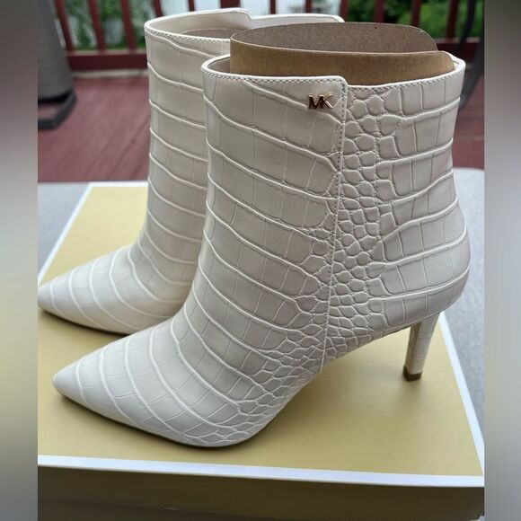 Michael Kors Ivory Croc-Embossed Booties - Picture 1 of 10